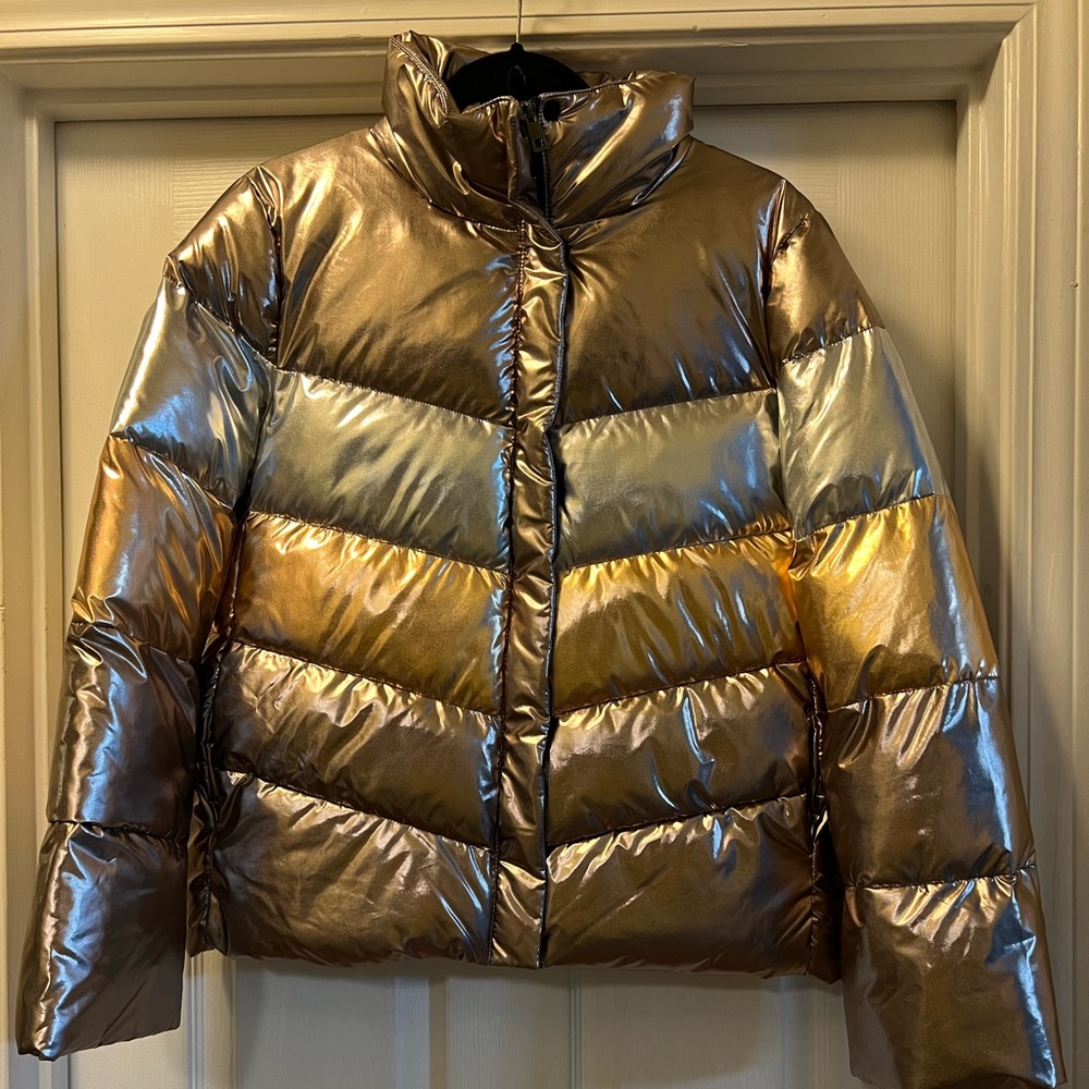 Betsey Johnson Metallic Puffer Jacket Women Size S